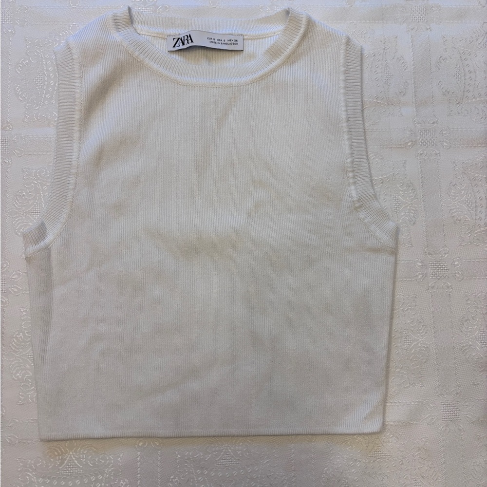 Zara White Sleeveless Top